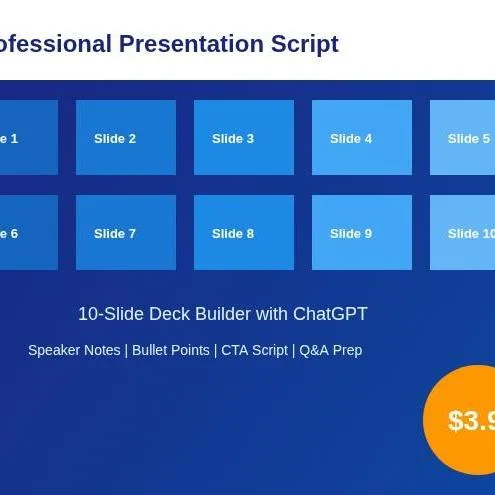 Professional Presentation Script and Slide Copy Generator - 10 Slide Deck Builder