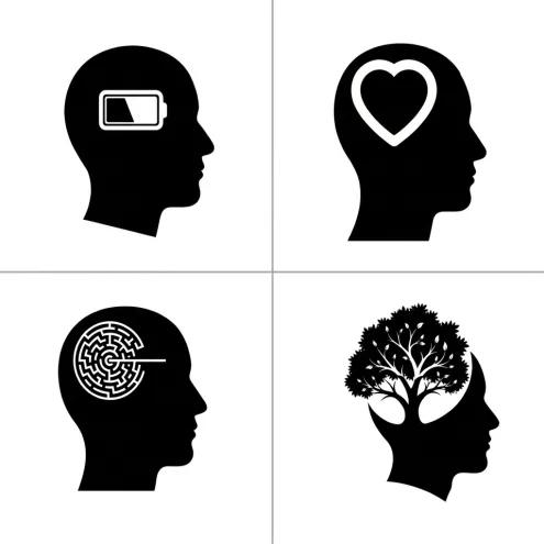 Minimalist Psychology & Mindset Concept Vectors
