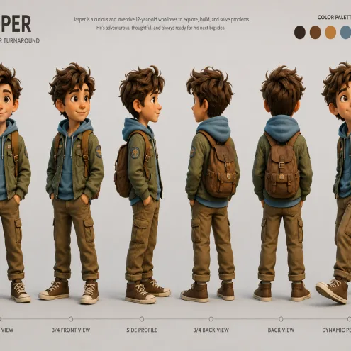 One character, 6 different angles