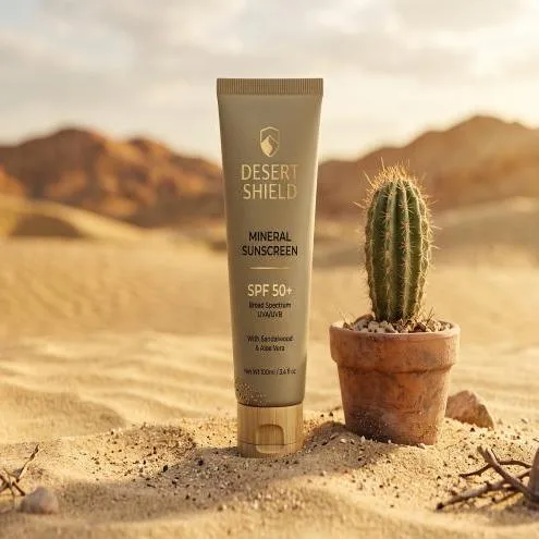 Mockup Sunscreen in Desert Ambience for Branding