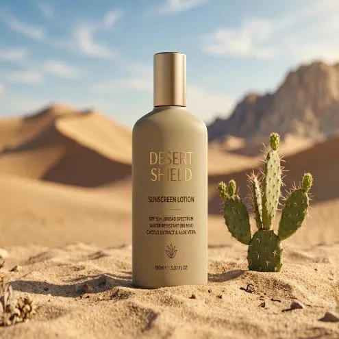 Mockup Sunscreen in Desert Ambience for Branding