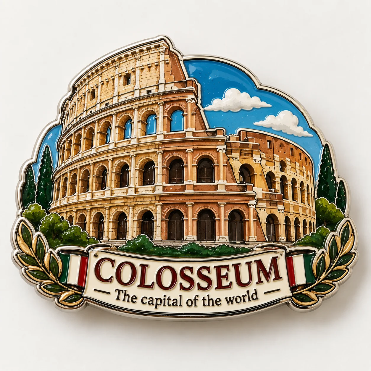 Enamelled aluminum pins.
